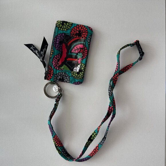 Disney Vera Bradley Magical Blooms ID Case with Lanyard | Floral Mickey Print - Picture 1 of 6